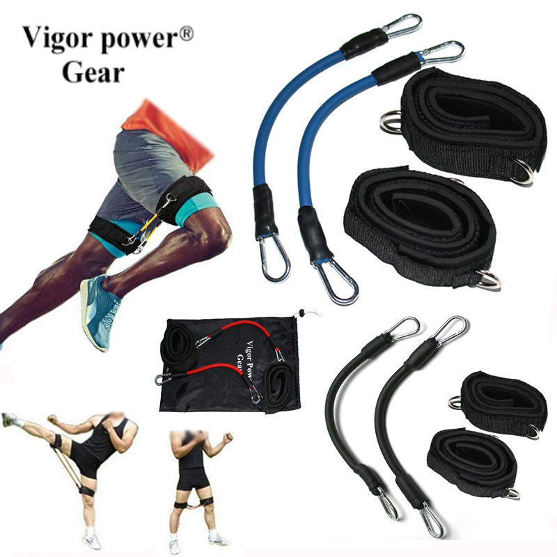 Running Gear Youtube - アンクルストラップ付き抵抗チューブ、全セット、レッグトレーニング、ランのためのトレーニング、キックボクシング、パンチ、テコンドー、すべてのスポーツ