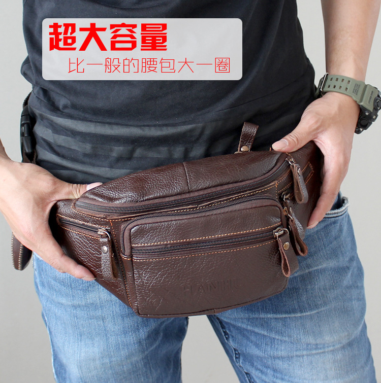 Running Gear Backpack - 本物の牛革ウエストバッグ男性おかしいパックベルトバッグ電話ポーチ複数のポケットハイキングランニングとサイクリングバッグファニーパック