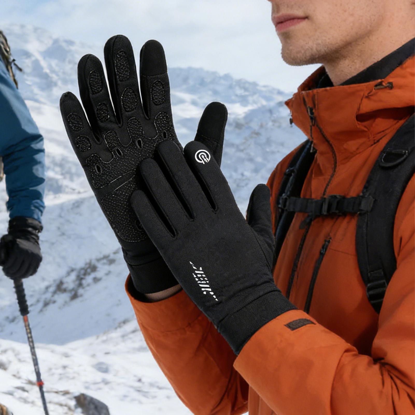 Running Gear In Snow - 暖かいサイクリンググローブ フルフィンガー アウトドアギア タッチスクリーン対応 スノーグローブ サイクリング
