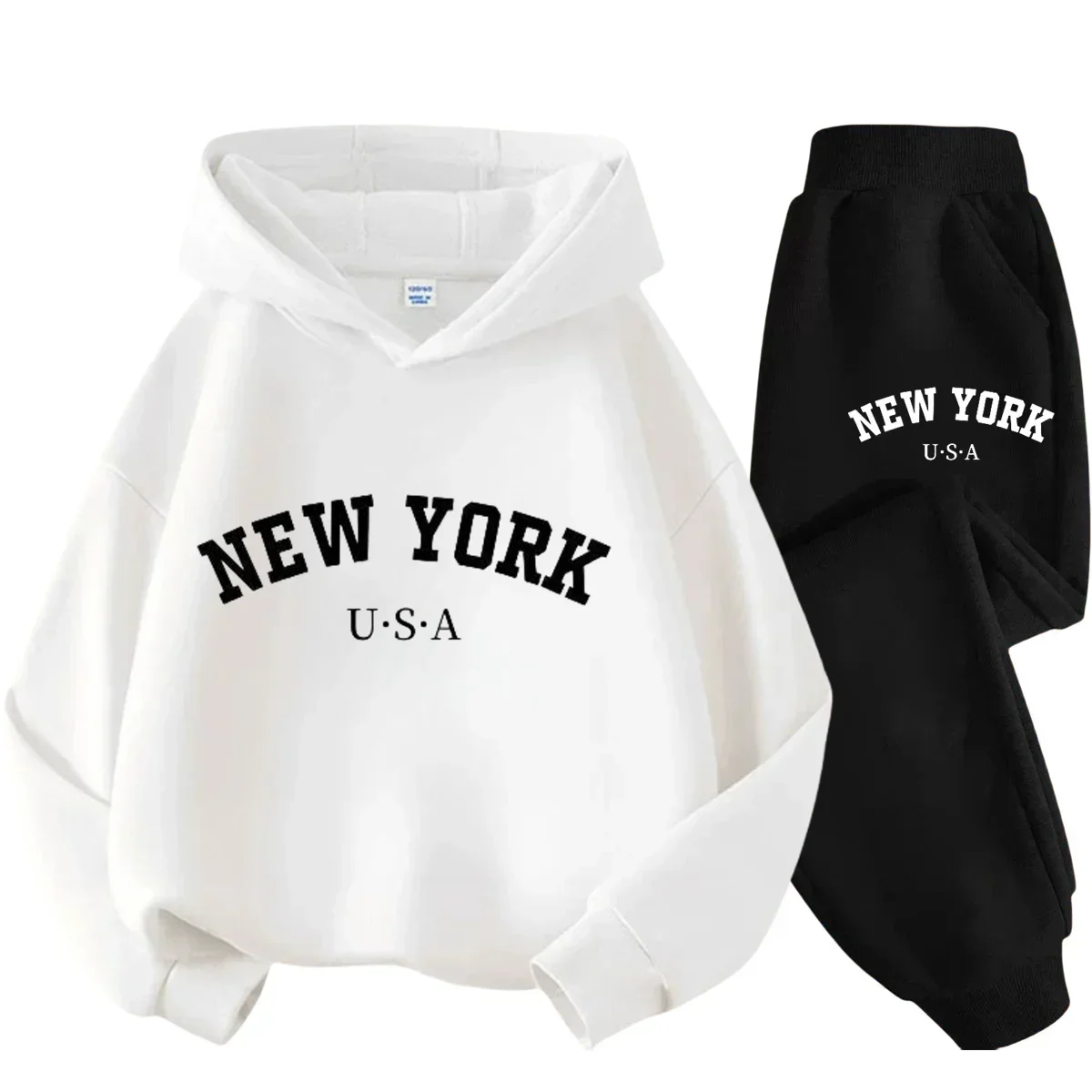 Running Gear Kids - キッズファッション シンプル USA ニューヨーク アルファベットプリント カジュアルスーツ