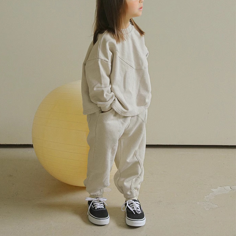 Running Gear Kids - 子供用フリーススウェットシャツとパンツ,厚手のスポーツセット,カジュアルなベルベットの衣装,男の子と女の子,冬,2個,2022